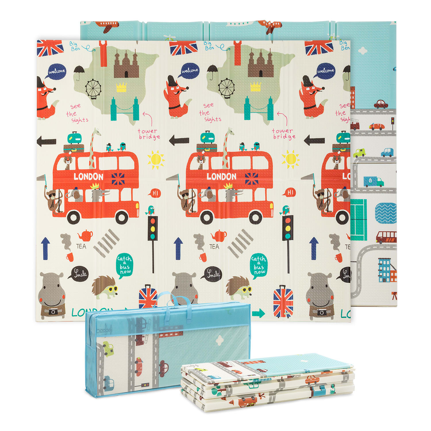 Babify Dječja podloga za igranje, debljine 1 cm, sklopiva, protuklizna, iznimno velika, dvostrana, vodootporna, prijenosna, za malu djecu i dojenčad (180x200x1,0 cm), višebojna