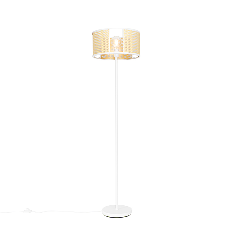 Orijentalna podna svjetiljka bijela s ratanom 40 cm - Akira
