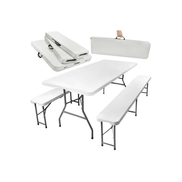 Skladací záhradný stôl 180 cm + 2 lavice