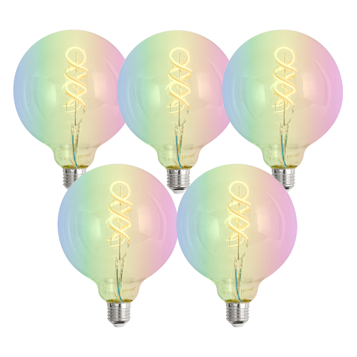 Set od 5 Smart E27 prigušne LED žarulje G125 svijetle RGBW 4W 250lm 2700K