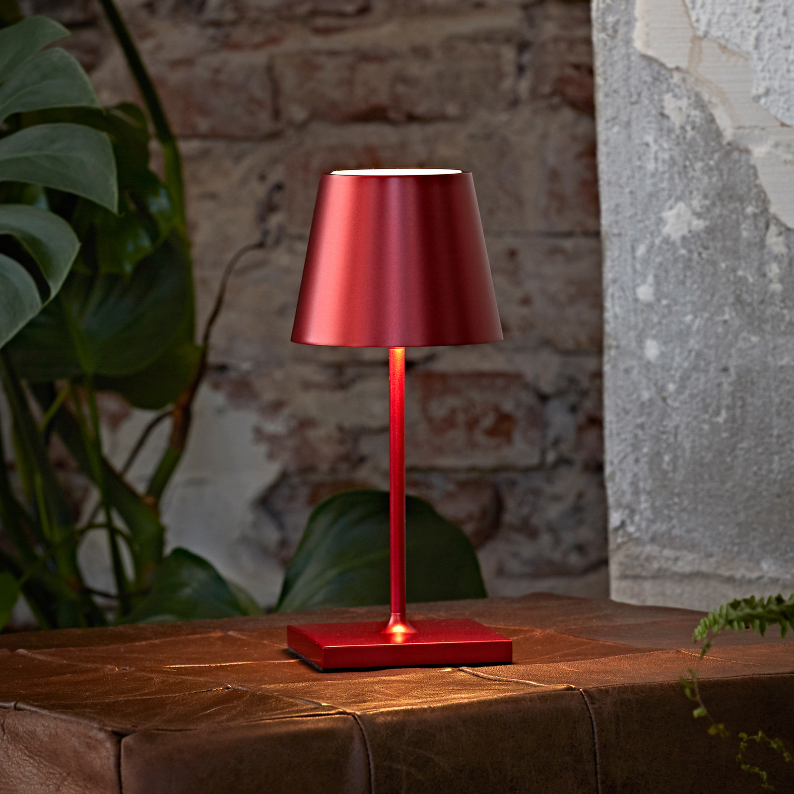 LED baterijska stolna lampa Nuindie mini, Easy Connect, crvena, prigušiva