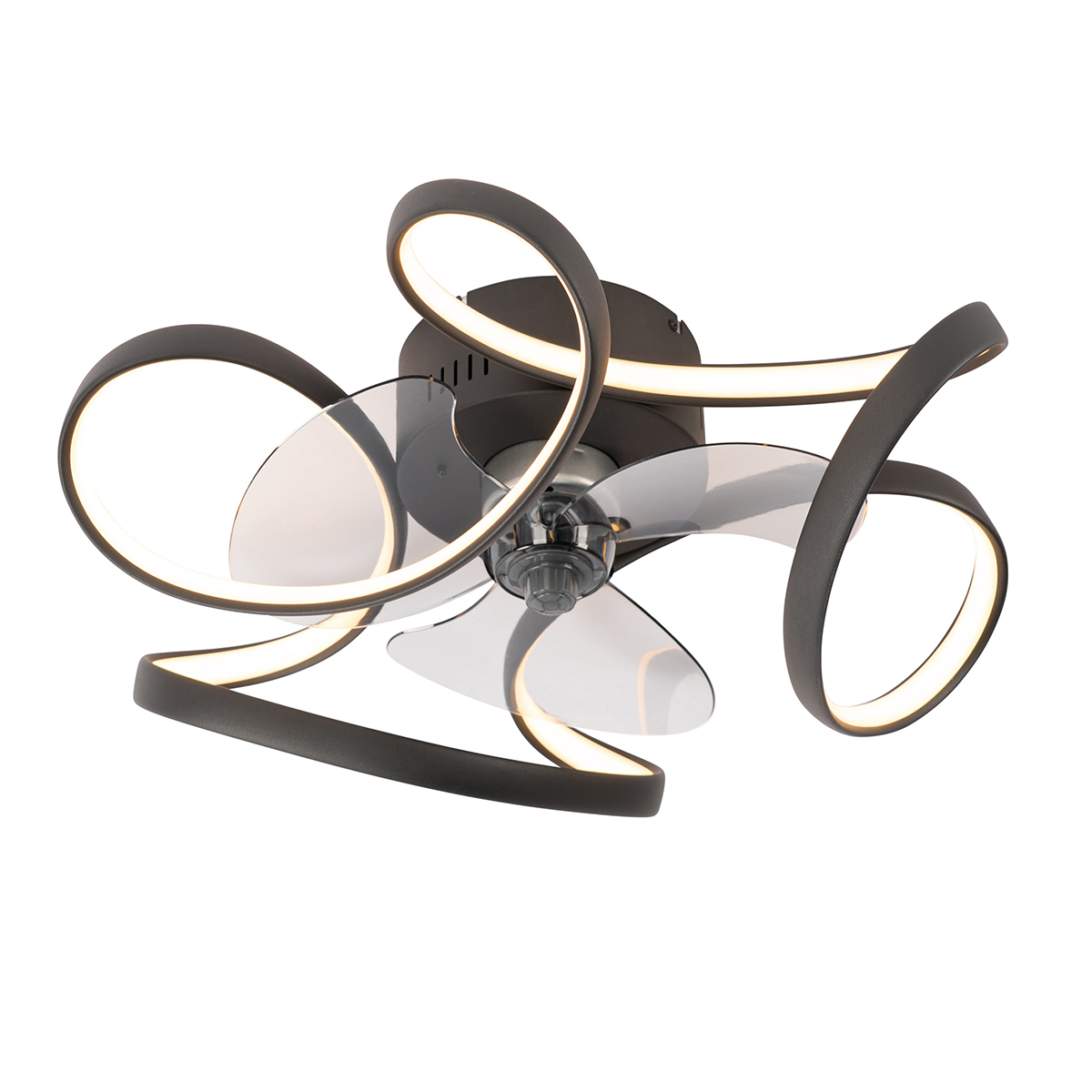 Stropni ventilator crni 55 cm uklj. LED s mogućnošću prigušivanja s daljinskim upravljačem - Mandy
