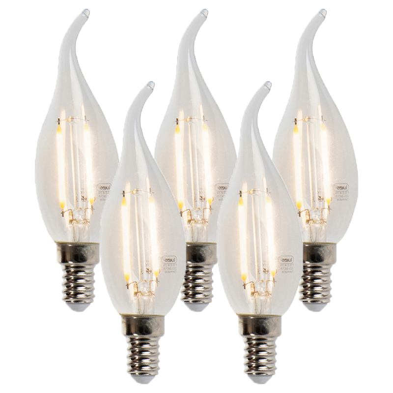 Set od 5 E14 prigušivih LED žarulja s filamentom u obliku svijeće 250lm 2700K