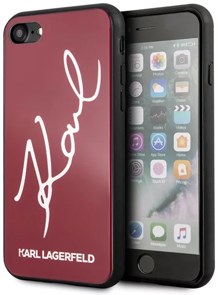 Maska Karl Lagerfeld  iPhone 7/8 red hard case Signature Glitter (KLHCI8DLKSRE)