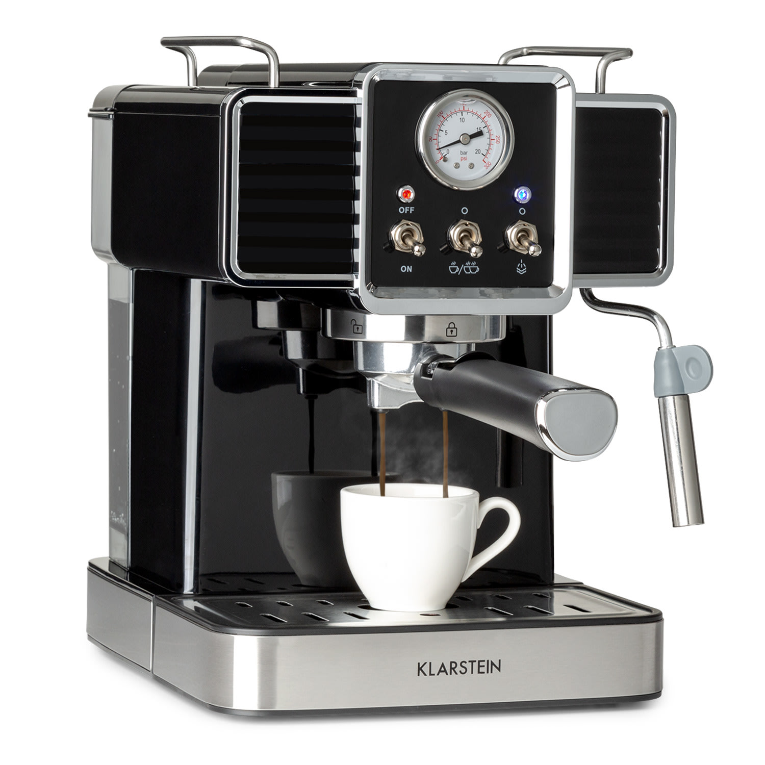 Klarstein Gusto Classico, aparat za espresso, 1350 W, tlak 20 bara, spremnik za vodu: 1,5 litre