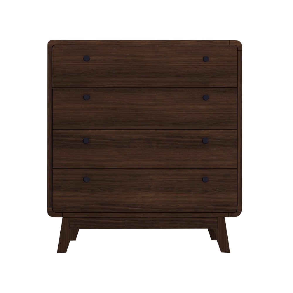 Tamno smeđa visoka komoda u dekoru oraha 80x88 cm Caitlin – Støraa