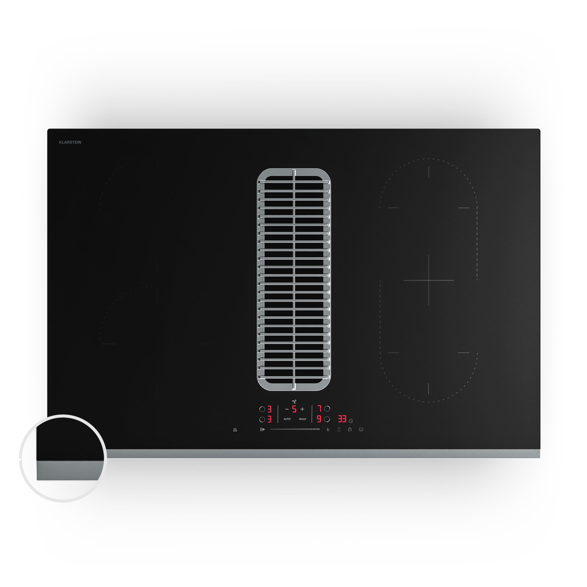 Klarstein Verosteel indukcijska ploča za kuhanje s integriranom napa, elegantna, minimalistička, snažna 8400W 80cm