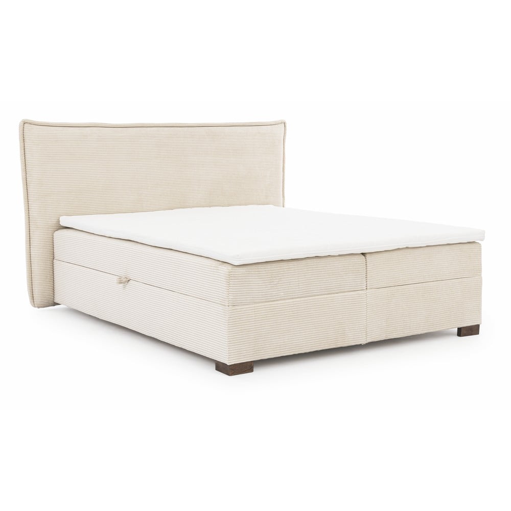 Bež boxspring krevet s prostorom za odlaganje 180x200 cm Lysa – Ropez