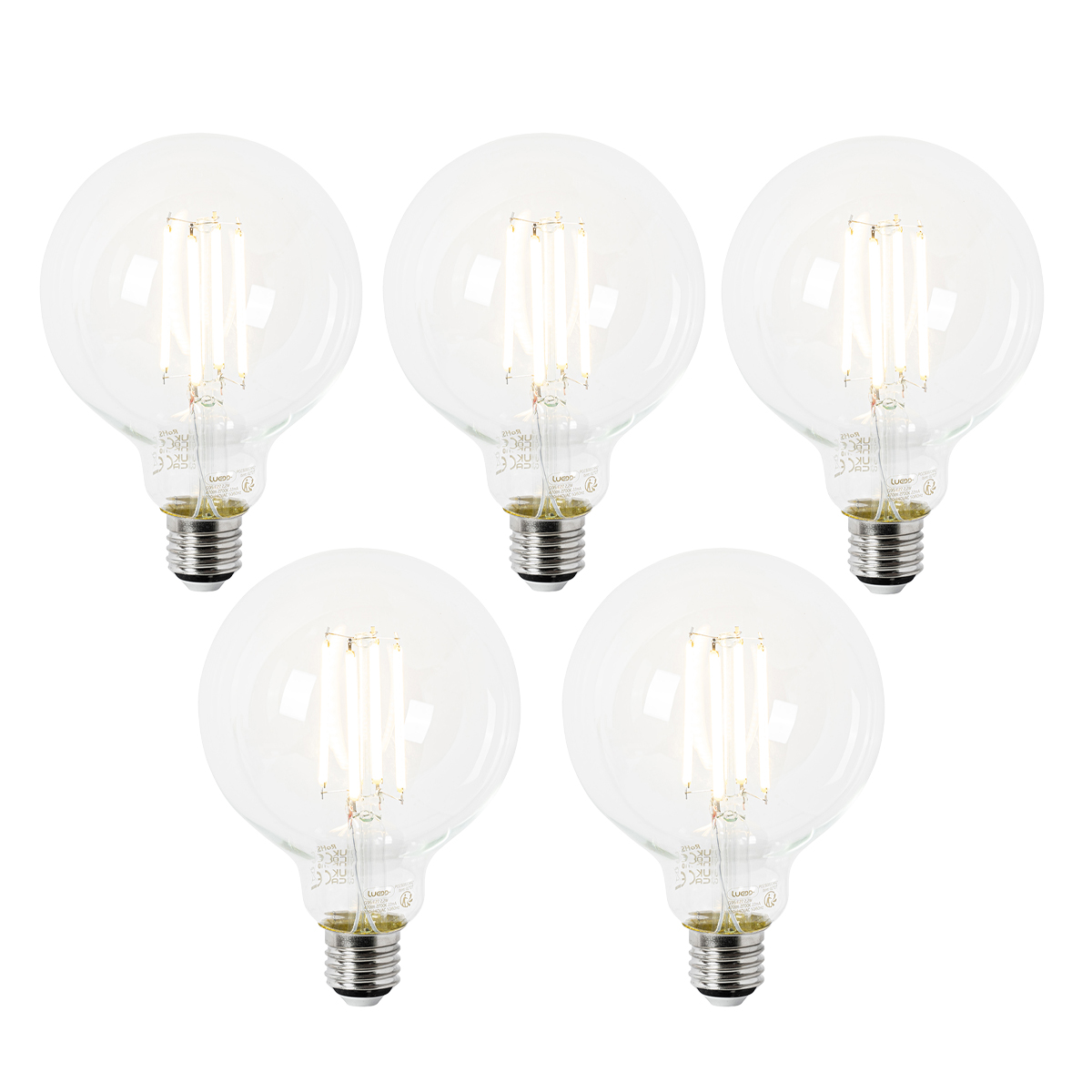 Set od 5 LED žarulja E27 G95 prozirne 2,2 W 470 lm 2700 K