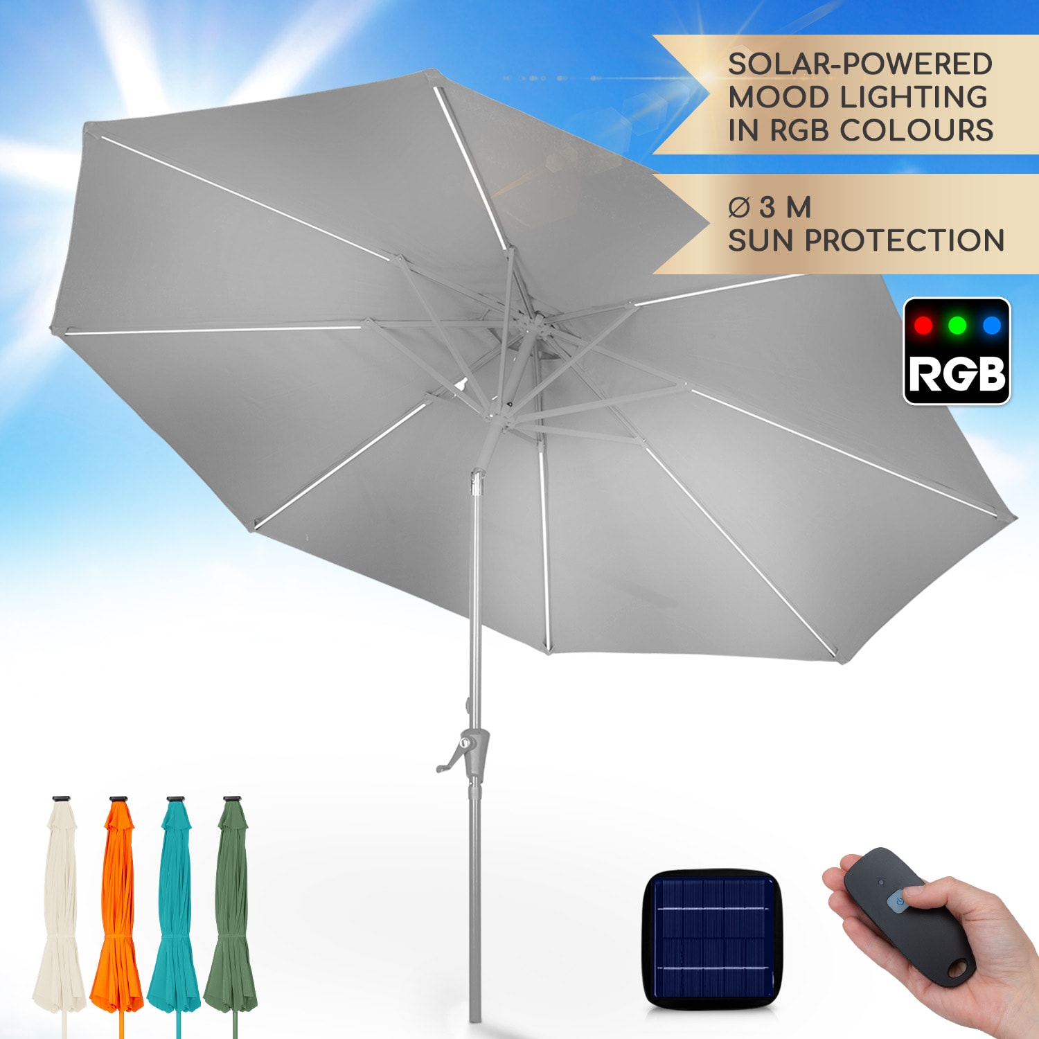 Blumfeldt Calais, suncobran, LED, aluminijski okvir, navlaka od poliestera, UV zaštita 50