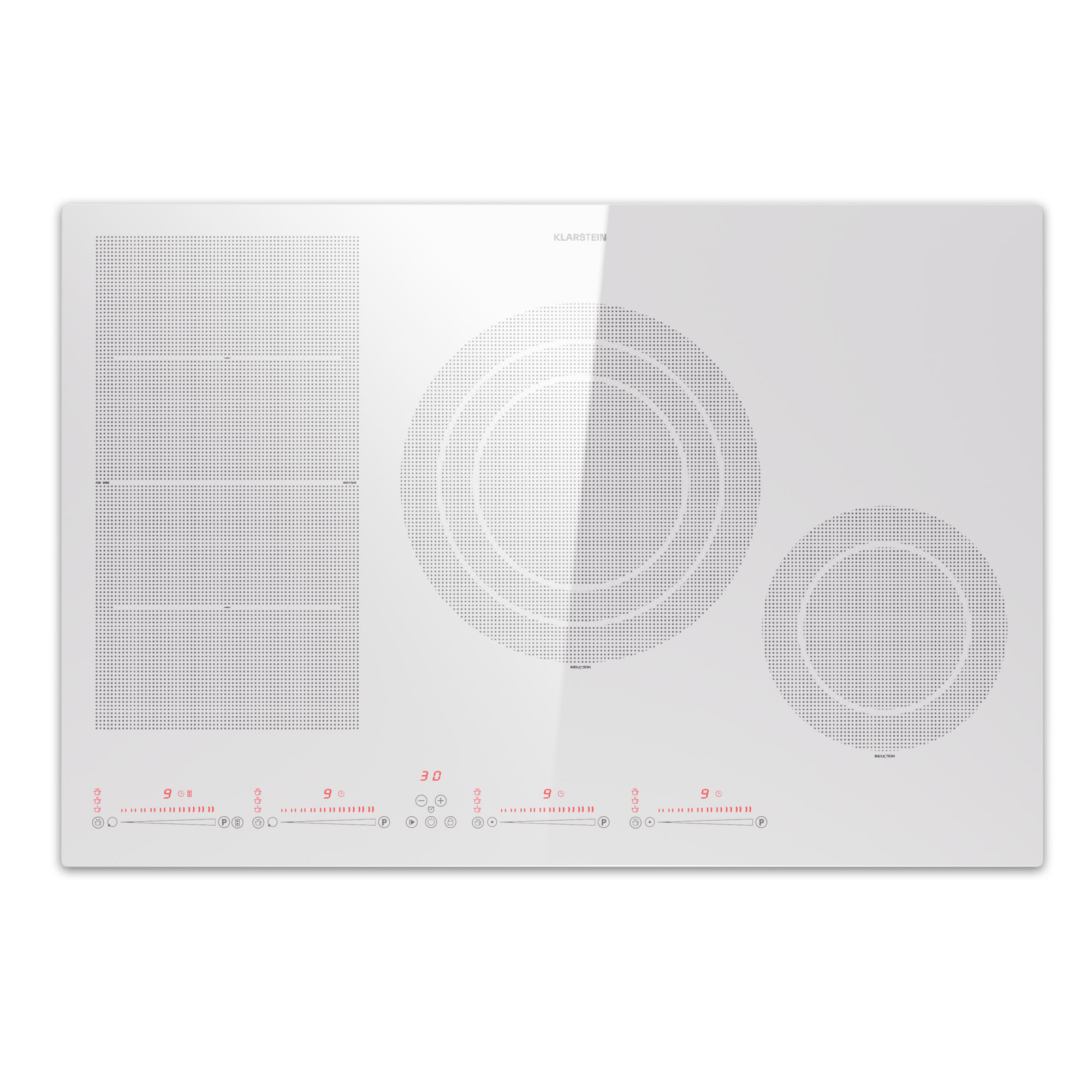 Klarstein Masterzone 77 Hybrid, indukcijska ploča za kuhanje, maks. 7200 W, ugrađeno, 4 Flex zone, ThermoBoost tehnologija, Smart Flex