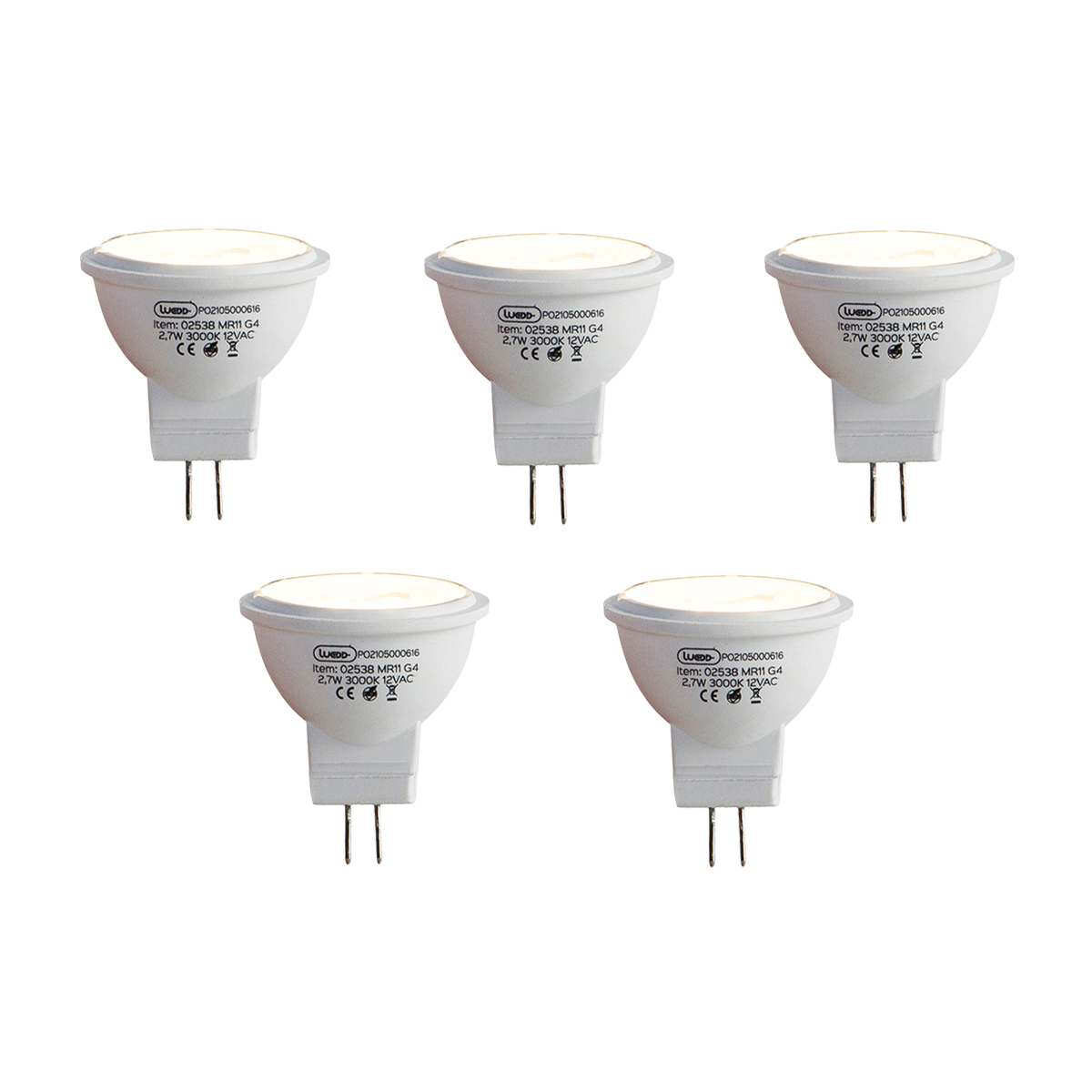 Set od 5 LED žarulja G4 MR11 2.7W 210lm 3000K 12V