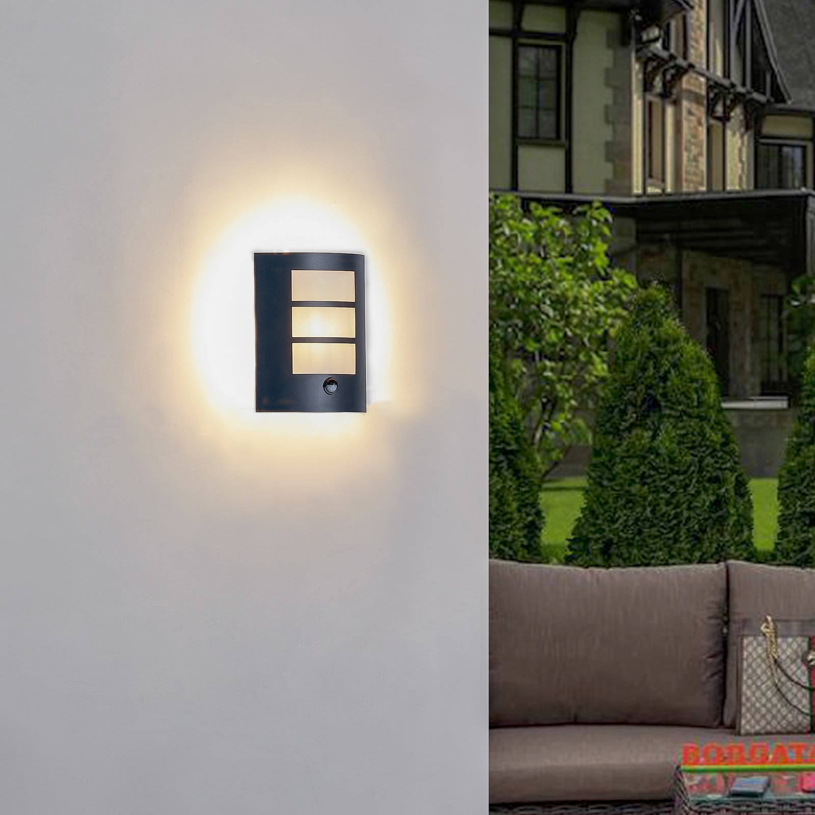 Lindby vanjska zidna svjetiljka Vimal, senzor, E27, 26 cm, aluminij