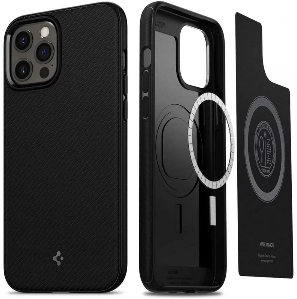 Maska SPIGEN MAG ARMOR IPHONE 12/12 PRO MATTE BLACK (ACS01865)