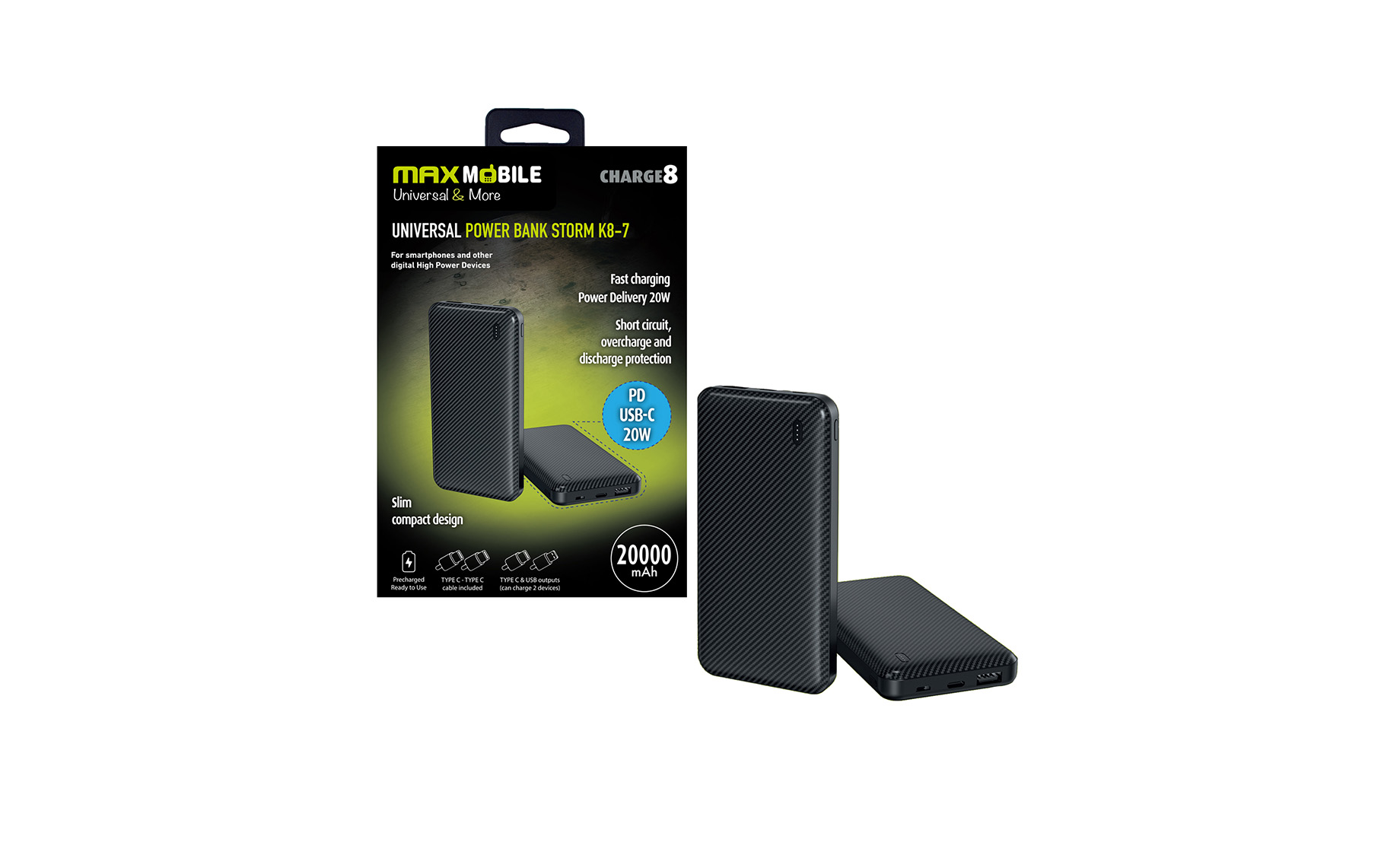 Max Mobile K8-7 Storm prijenosni punjač 20000mAh