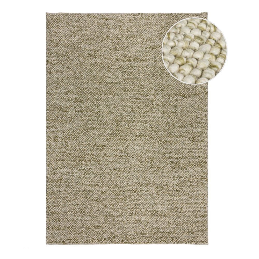 Kaki zeleni ručno rađen tepih od mješavine vune 80x150 cm Minerals – Flair Rugs