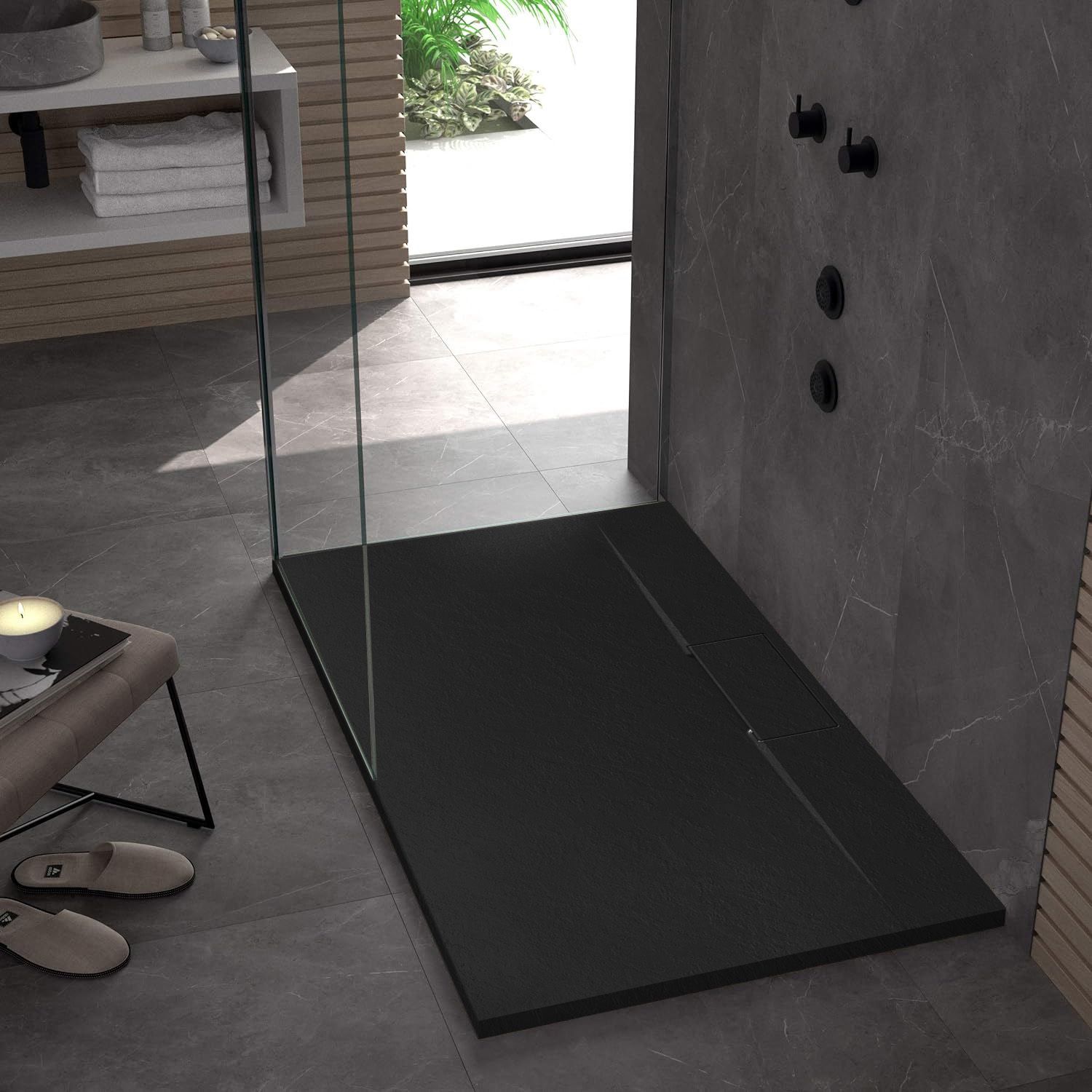 Tuš kada Bazalt long Black 80x100