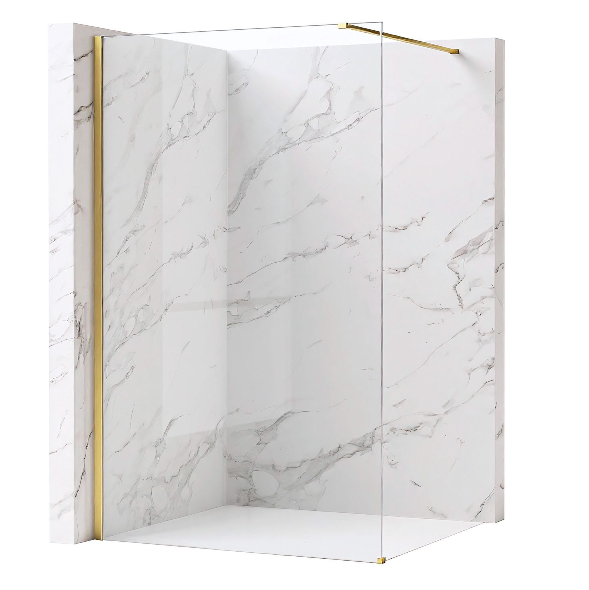 Tuš zaslon Rea Flexi Transparent / Brush Gold 140