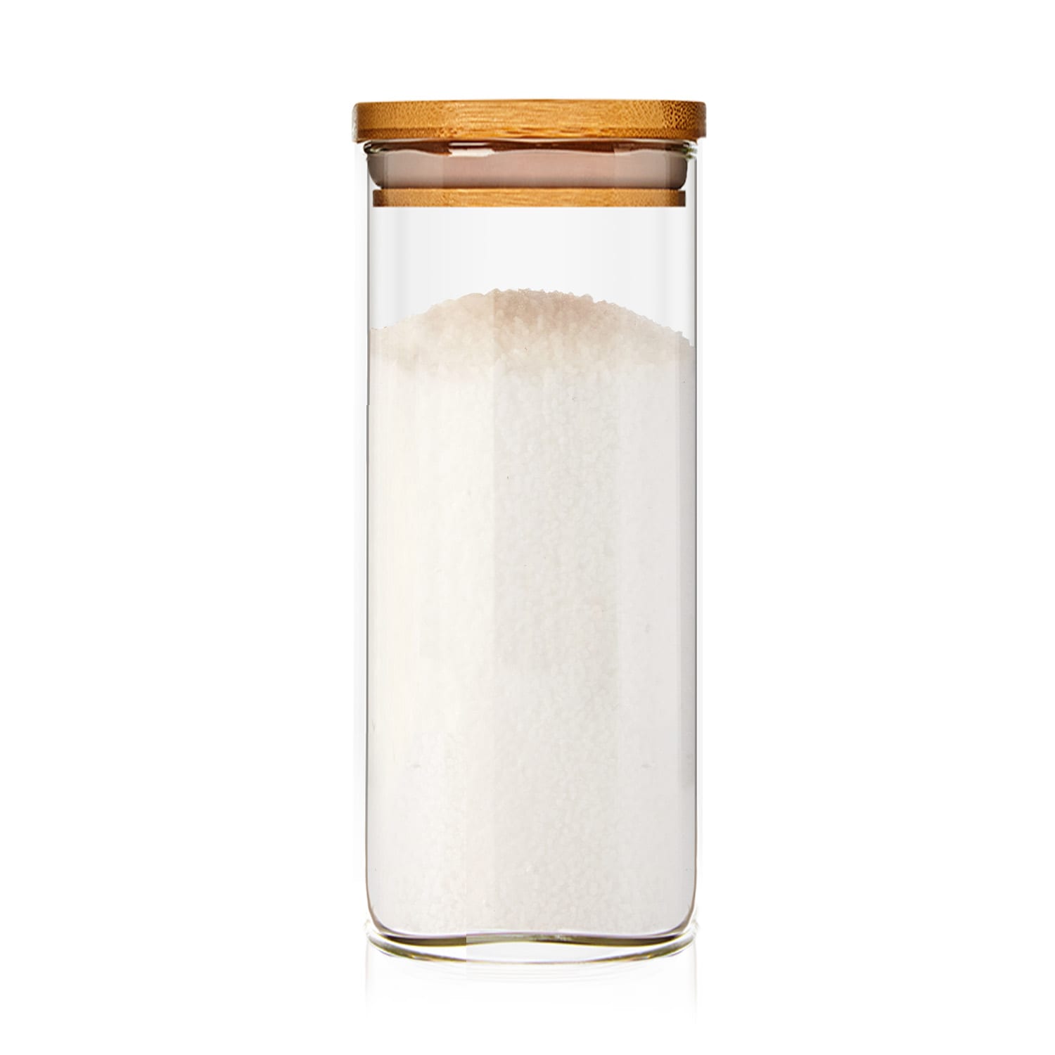 Klarstein Četvrtasta posuda za skladištenje hrane s bambusovim poklopcem, hermetična, sa silikonskom brtvom, 6 × 15 cm, 300 ml