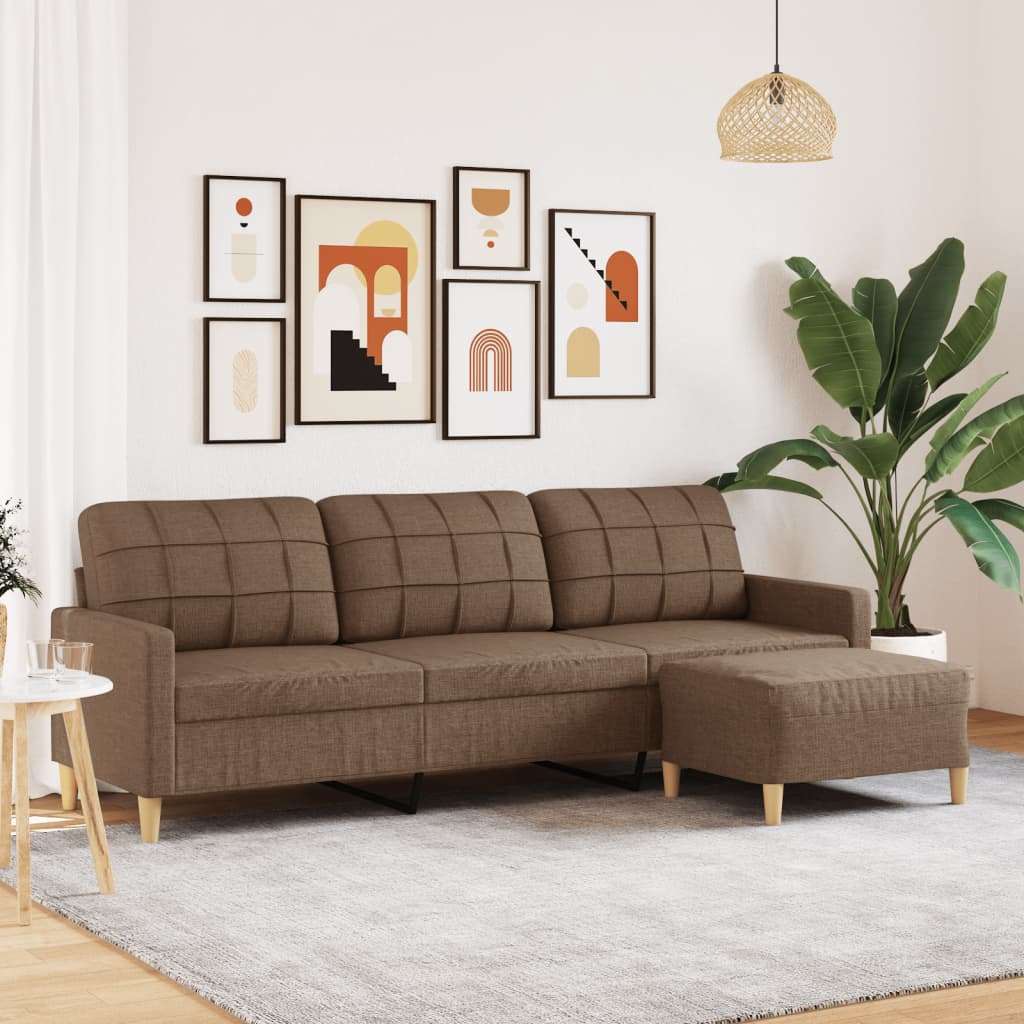 Trosjed s tabureom smeđi 210 cm od tkanine