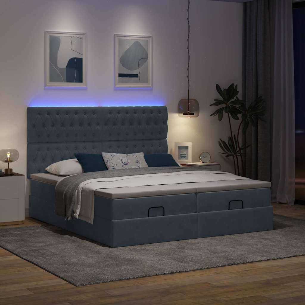 Okvir kreveta s madracima tamnosivi 180x200cm baršunasti