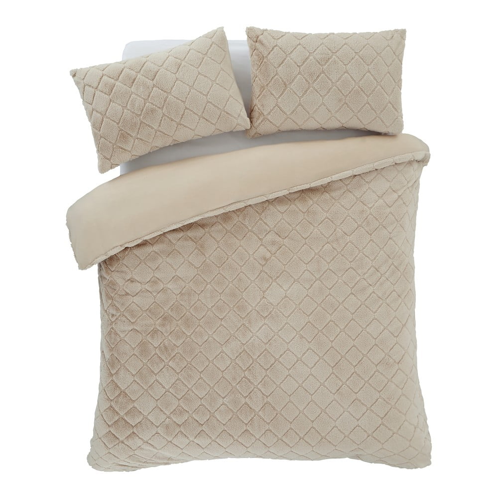 Bež posteljina za bračni krevet/za produženi krevet od mikropliša 230x220 cm Cosy Diamond – Catherine Lansfield