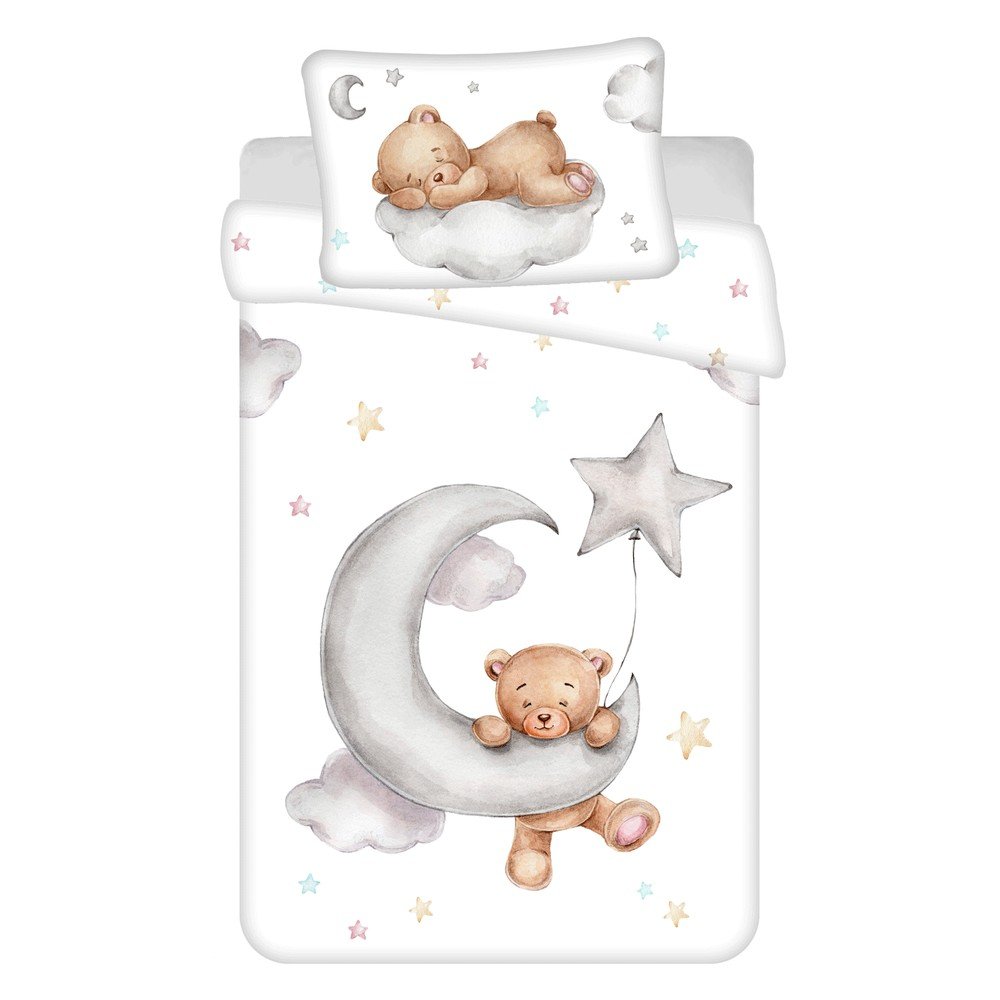 Pamučna dječja posteljina za dječji krevetić 100x135 cm Teddy "Moon" – Jerry Fabrics