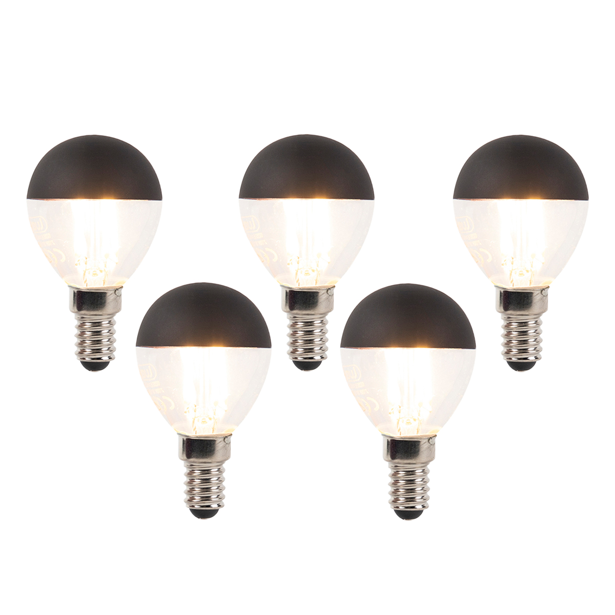 Set od 5 prigušivih LED žarulja s filamentom E14 P45 crna 300lm 2700K