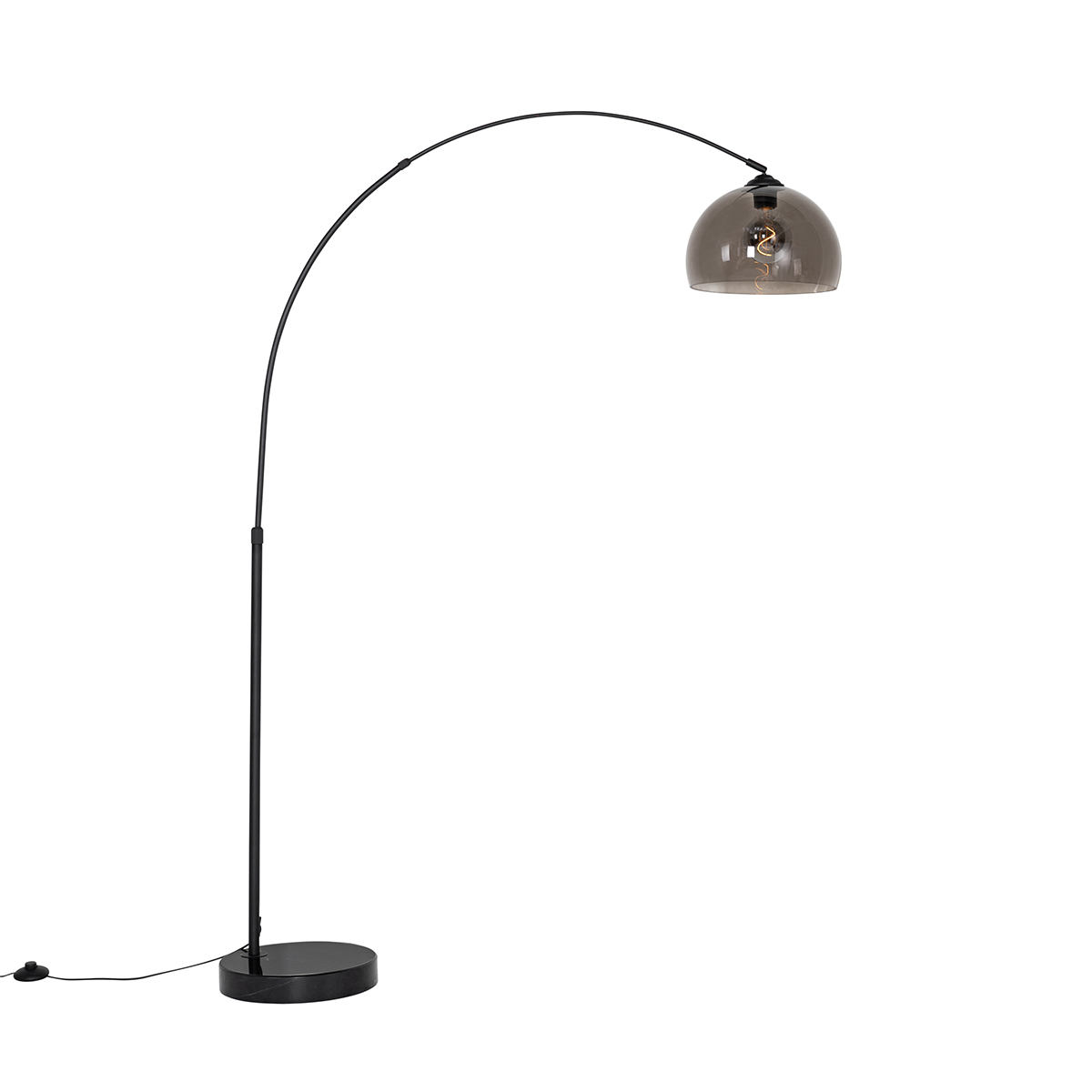 Moderna lučna lampa crna s dimnim staklom - Arc