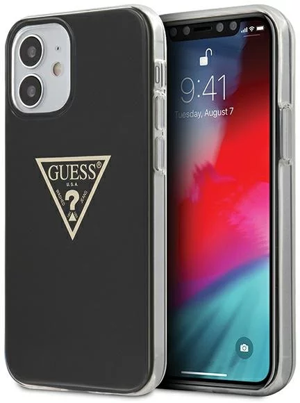 Maska Guess GUHCP12SPCUMPTBK iPhone 12 mini 5,4" black hardcase Metallic Collection (GUHCP12SPCUMPTBK)