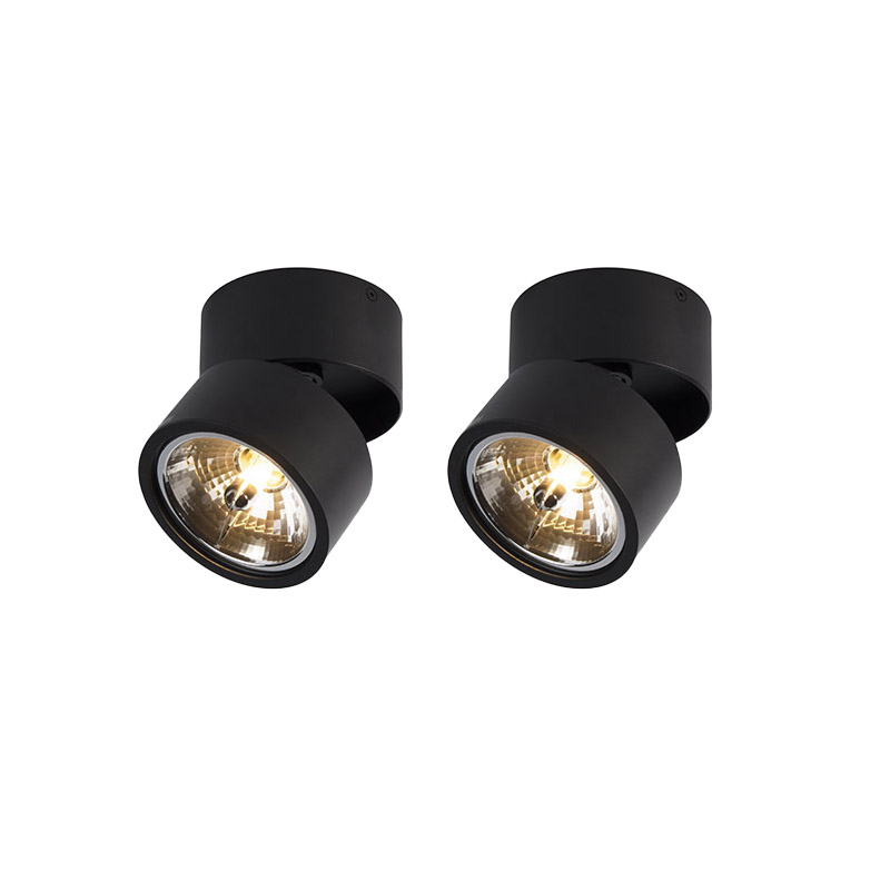 Set od 2 modernih reflektora crnih okruglih podesiv - Go Nine