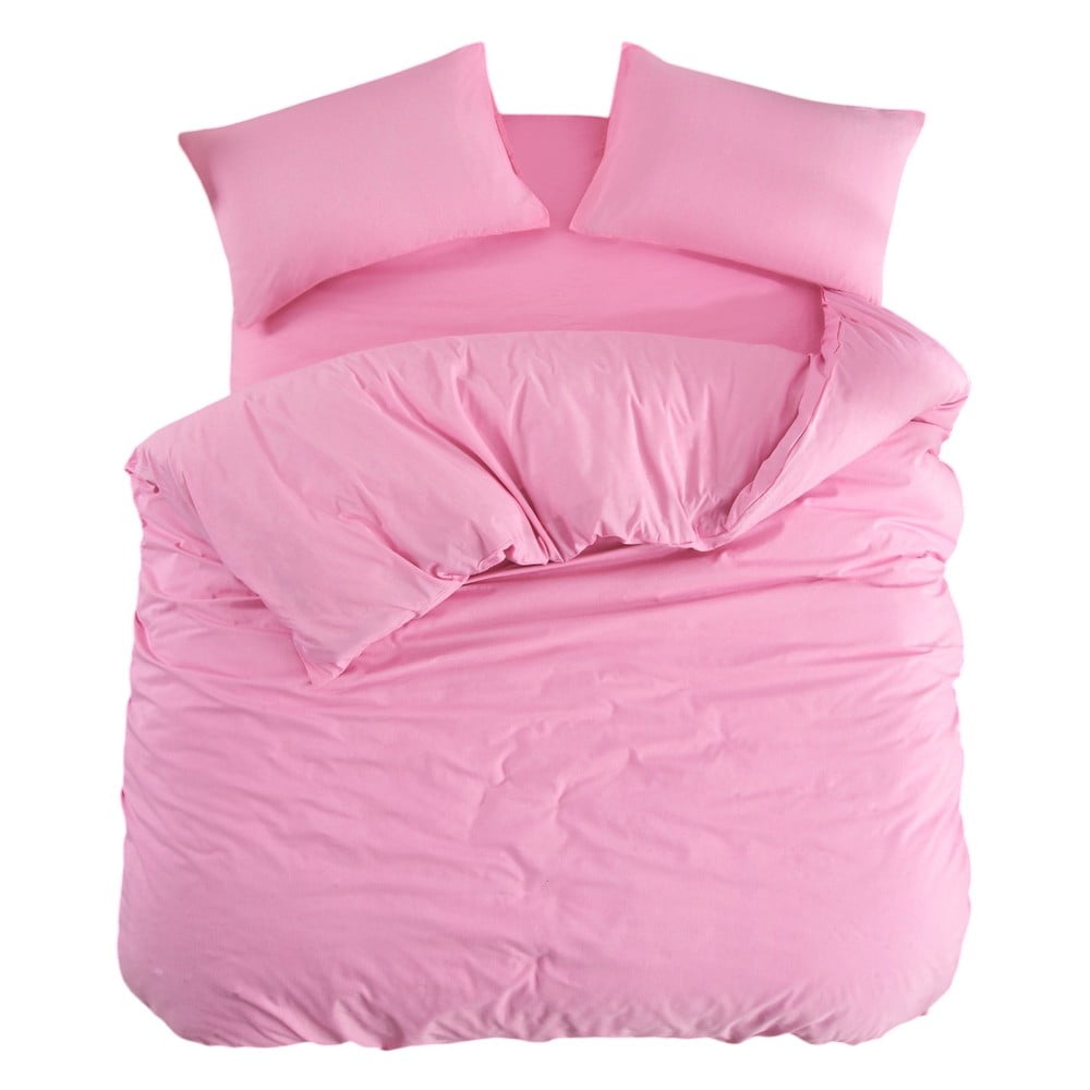 Ružičasta posteljina za bračni krevet/za produženi krevet s uključenom plahtom/4-dijelna 200x220 cm Classic – Mila Home