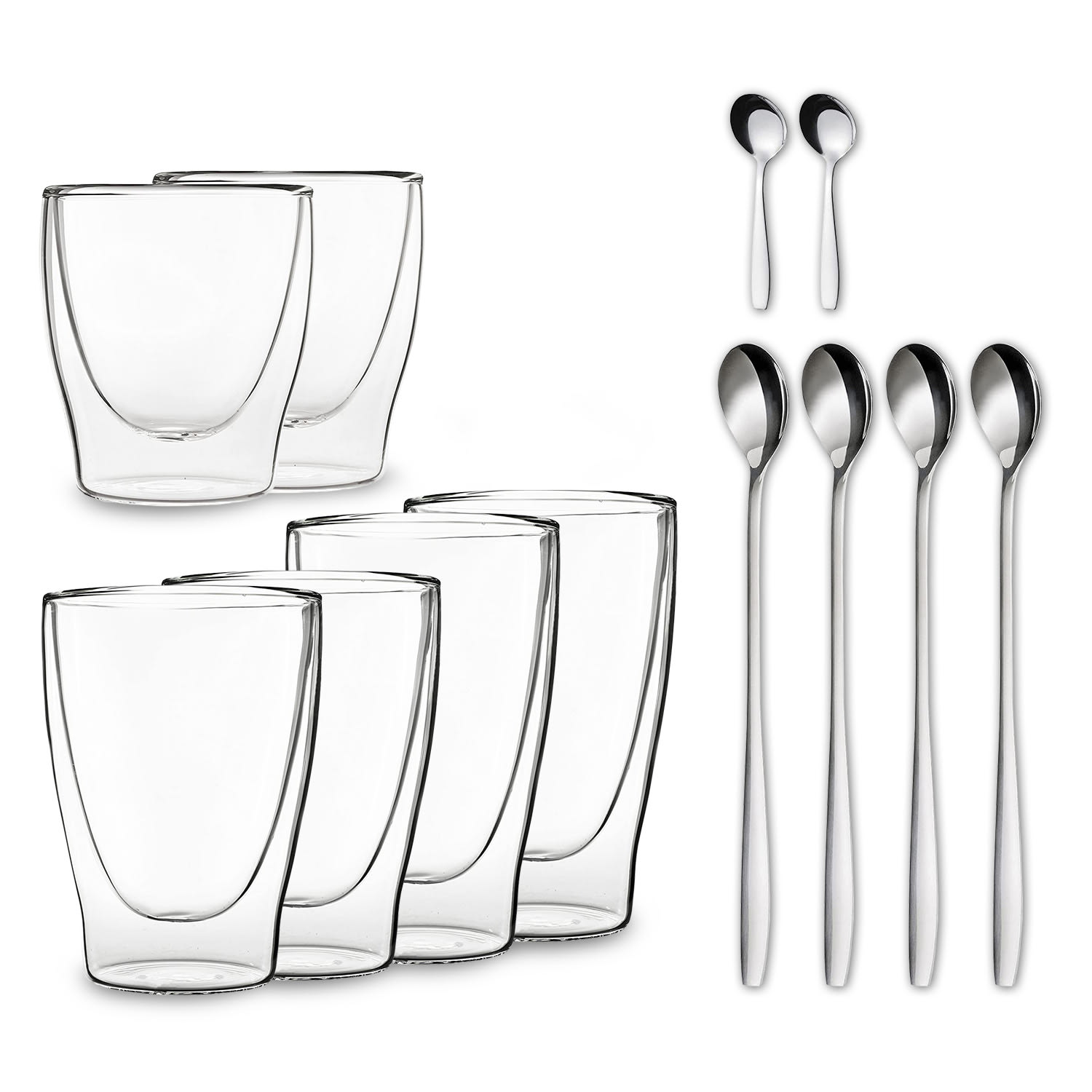 Feelino DUOS šalice s dvostrukom stijenkom 2 x 80, 310, 400 ml uključujući žlicu