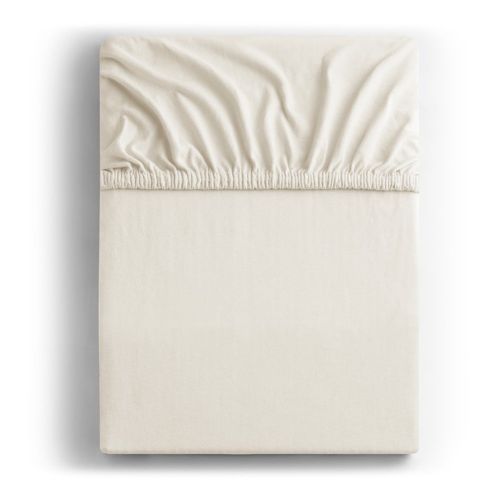 Bijela/krem plahta s gumom od jeseya 200x200 cm Amber – Restilo