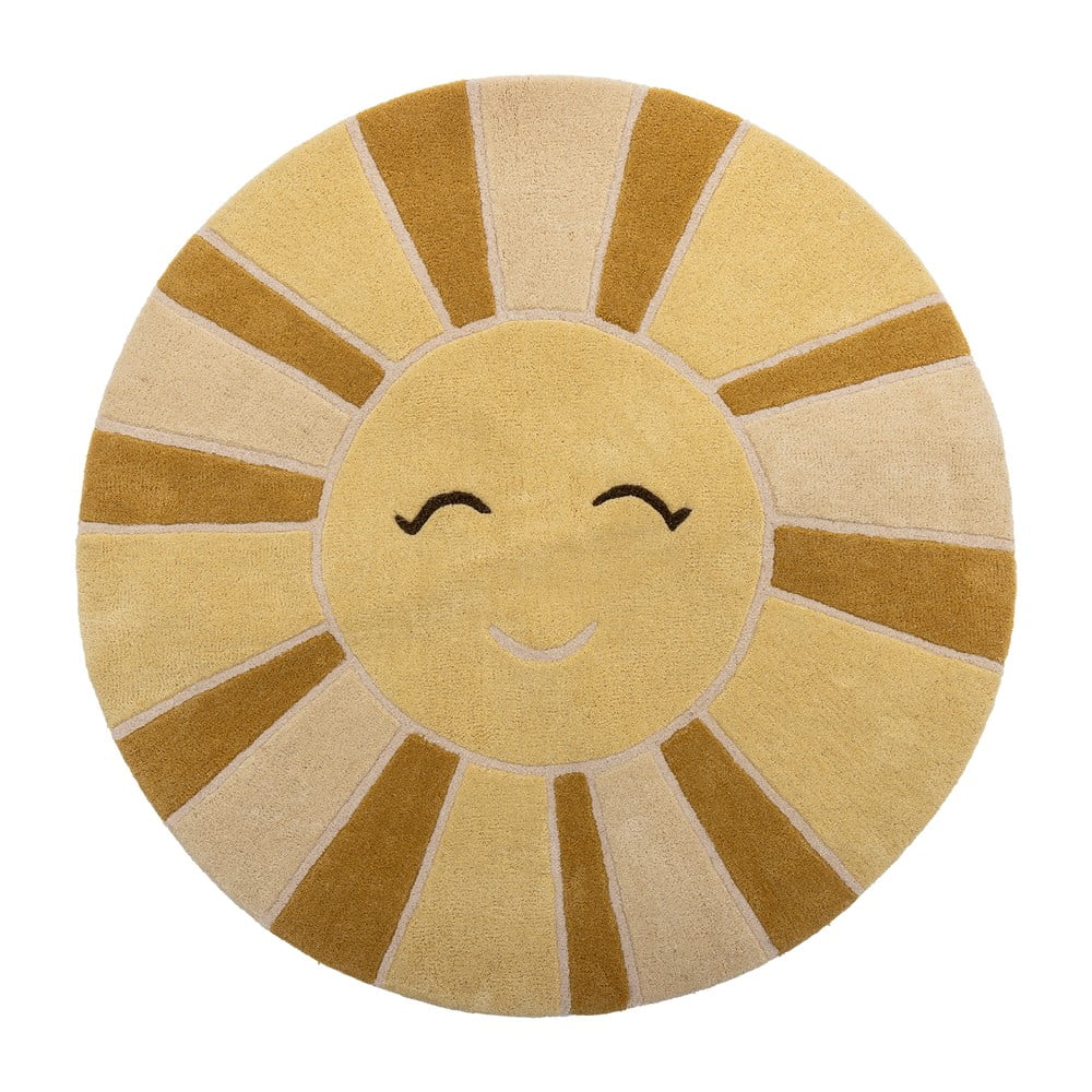 Bež/jantarni vunen dječji tepih ø110 cm Sun – Bloomingville Mini