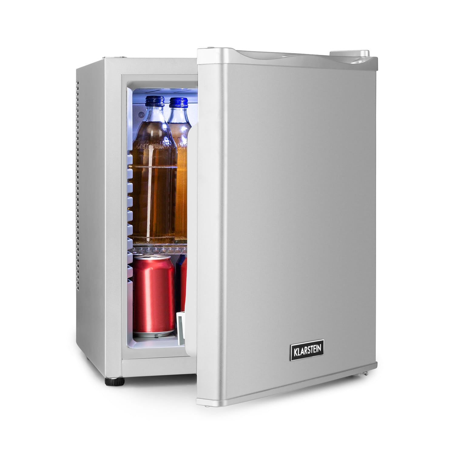 Klarstein Happy Hour 30, minibar, 30 L, 5 - 15 ° C, energetska klasa G, tihi rad, 25 dB, LED svjetlo, srebrni