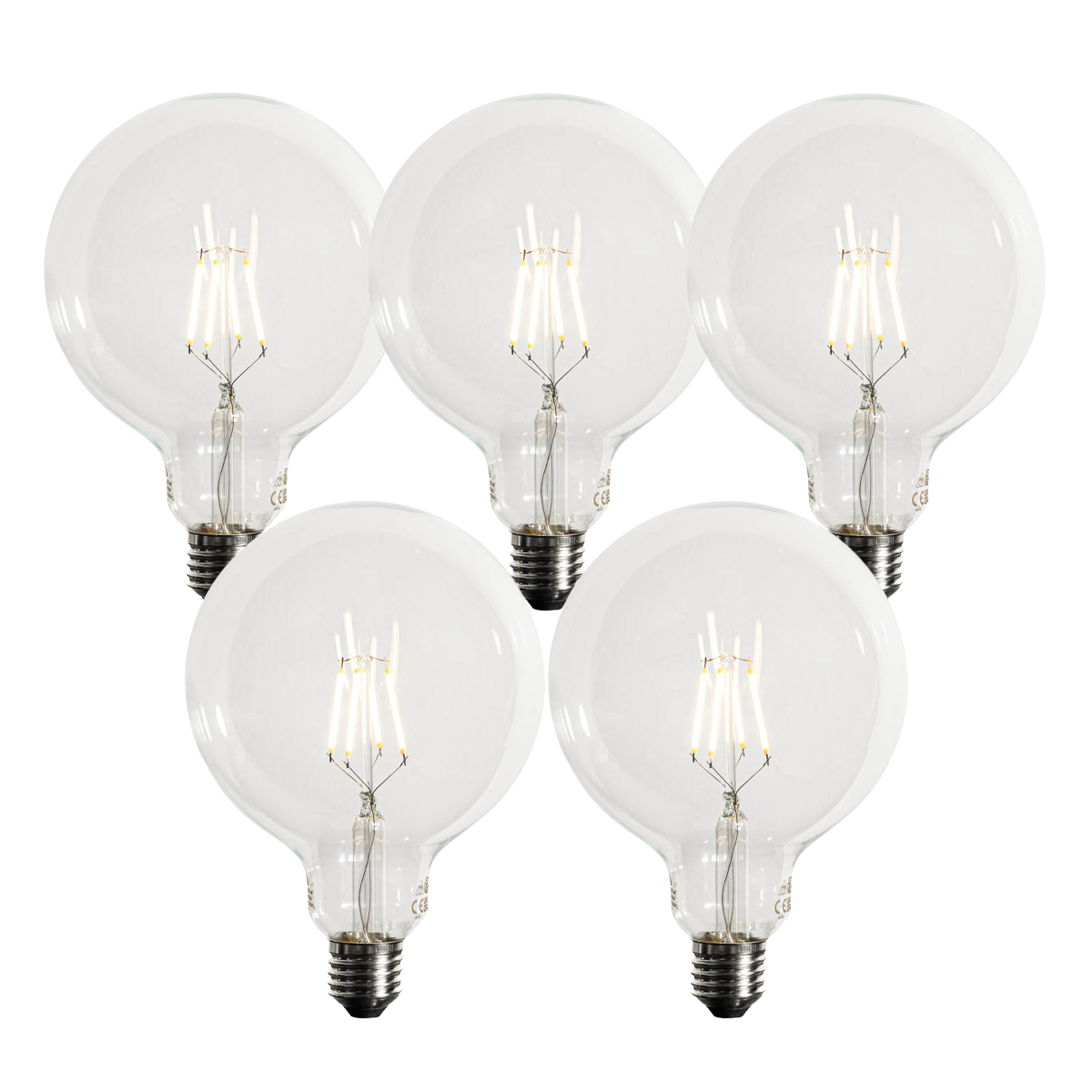 Set od 5 E27 prigušivih LED žarulja G125 5W 450 lm 3000K