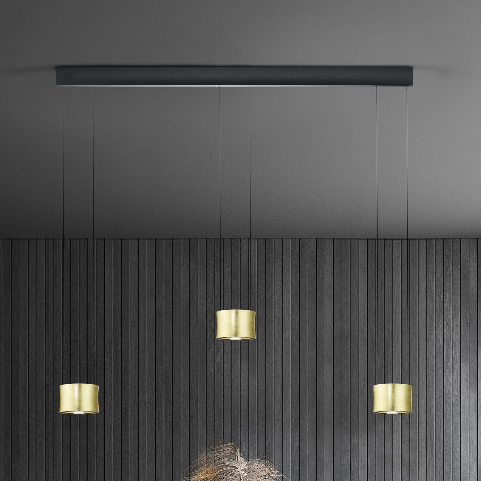 BANKAMP Luce elevata Impulse 3fl zlatni listići/crna