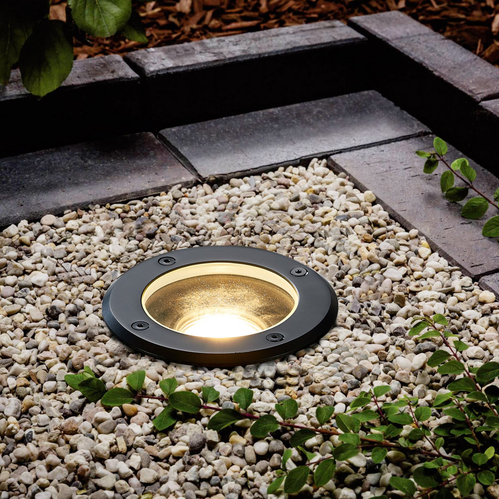 Lindby Cliff ugradna podna svjetiljka, okrugla, crna