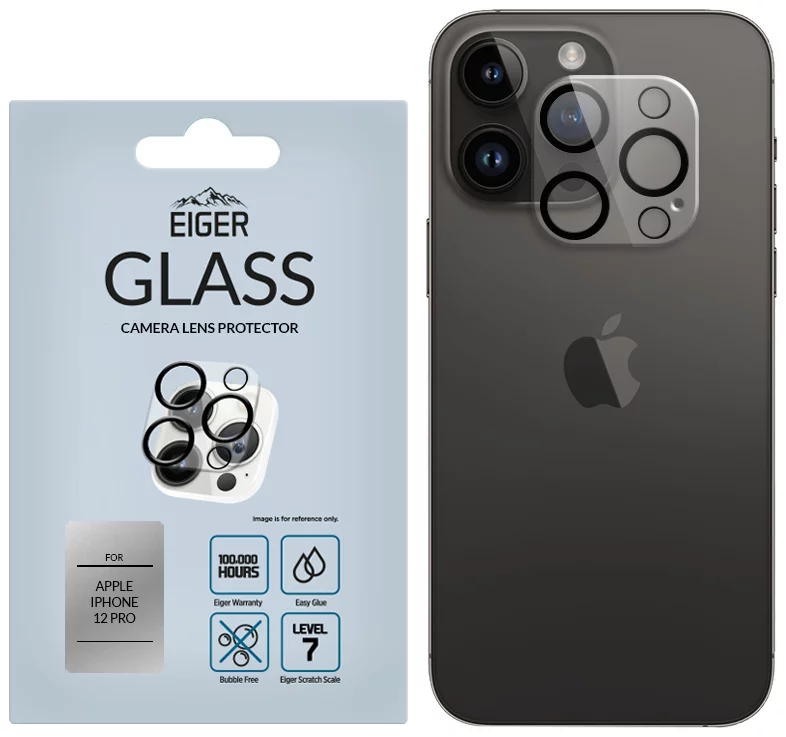 Zaštitno staklo Eiger 3D GLASS Camera Lens Protector for Apple iPhone 12 Pro in Clear/Black (EGSP00685)