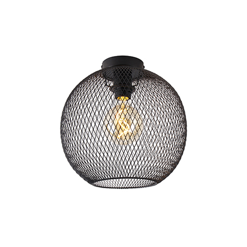 Moderna stropna svjetiljka crna 30 cm - Mesh Ball