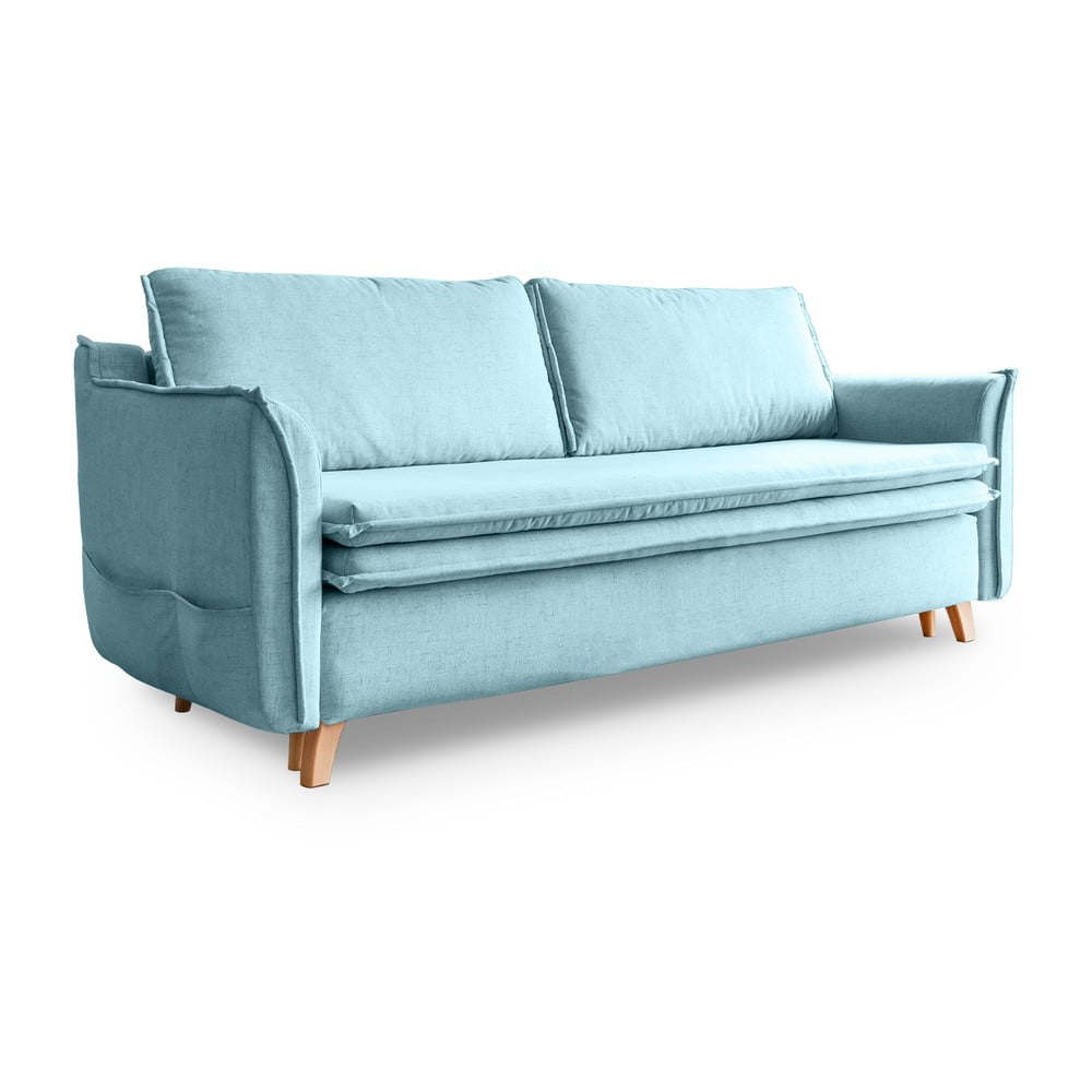 Svijetlo plava sklopiva sofa 225 cm Charming Charlie – Miuform