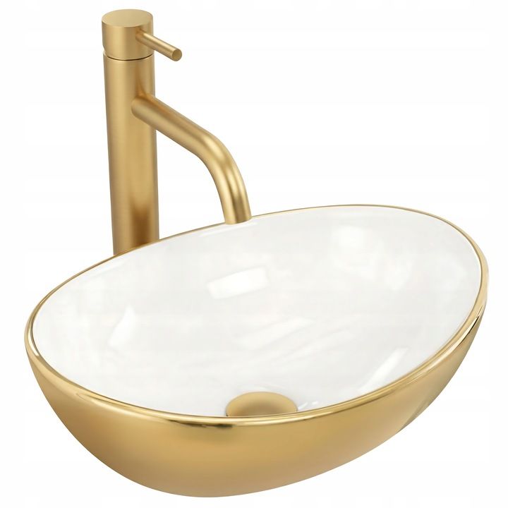 Nadblatni umivaonik Basaro Sofia Gold / White