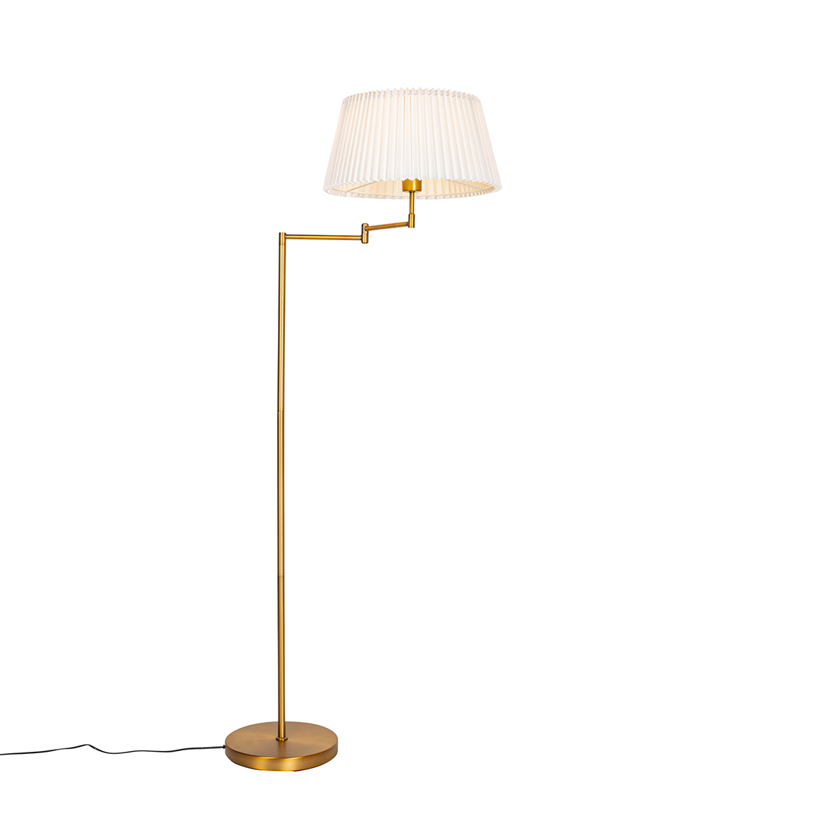 Podna lampa brončana s bijelom nabranom sjenilom i podesivim krakom - Ladas Deluxe