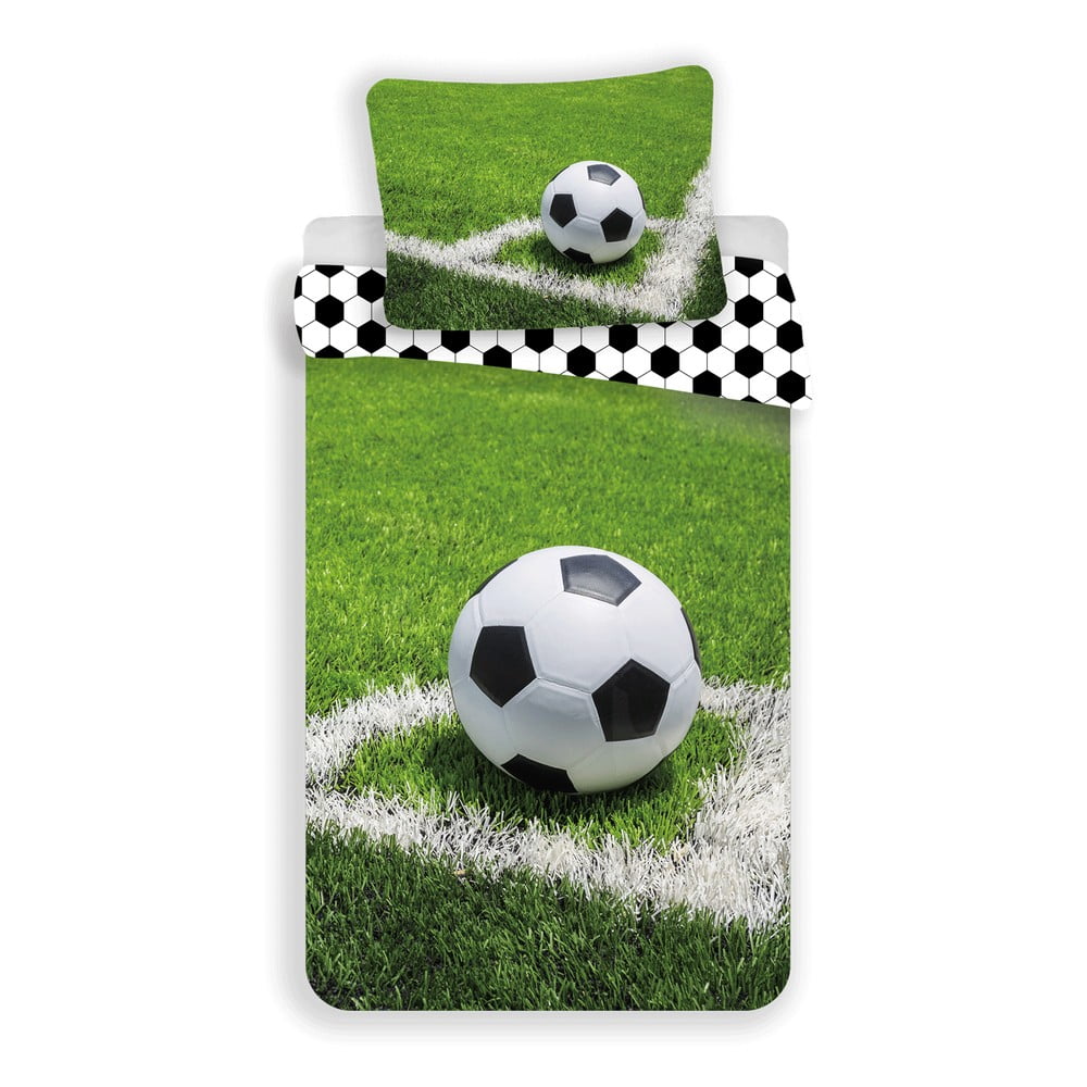 Zelena pamučna dječja posteljina za krevet za jednu osobu 140x200 cm Football – Jerry Fabrics