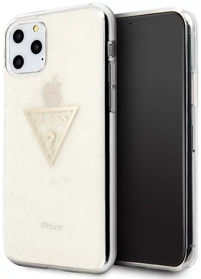 Maska Guess iPhone 11 Pro gold hard case Glitter Triangle (GUHCN58SGTLGO)