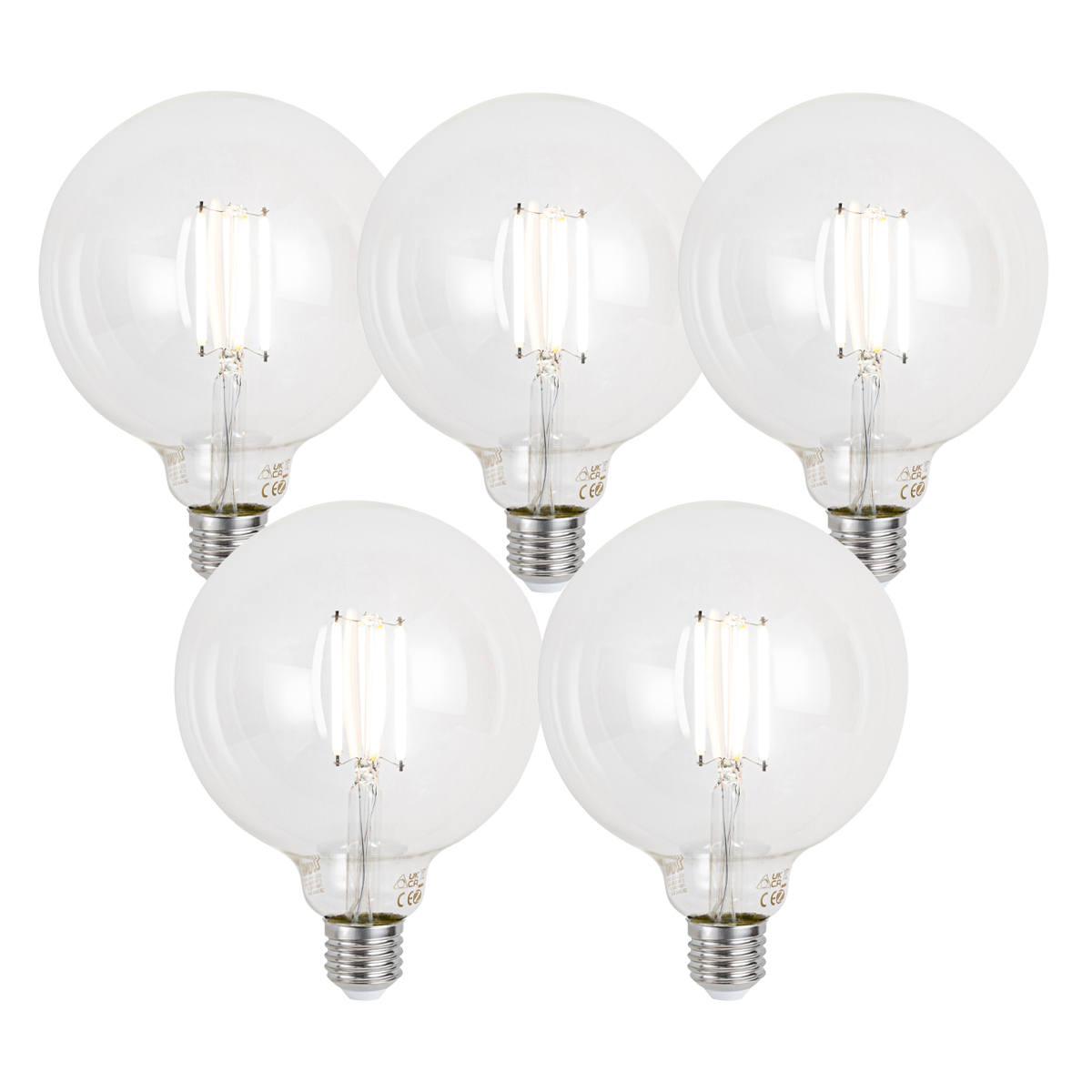 Set od 5 pametnih E27 prigušivih LED žarulja G125 prozirnih 7W 806 lm 2700-6500K Zigbee