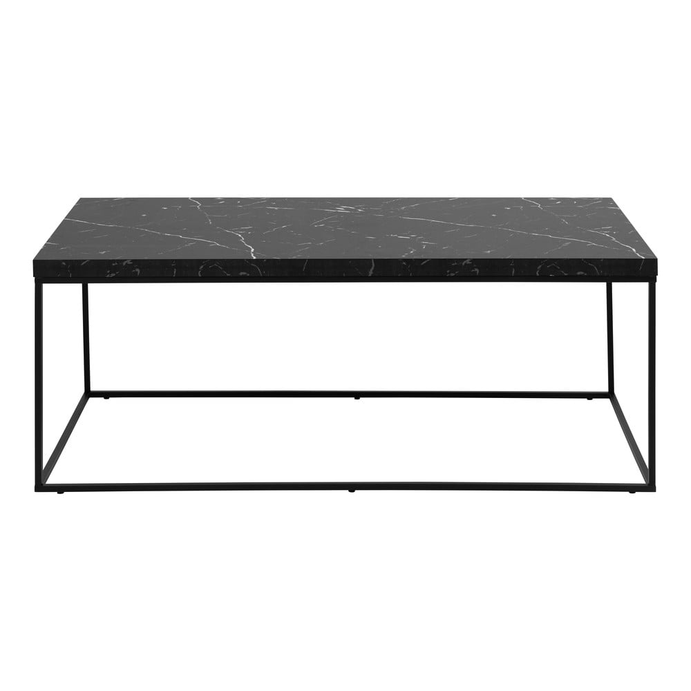 Crni stolić za kavu s pločom stola u mramornom dekoru 55x110 cm Barossa – Actona