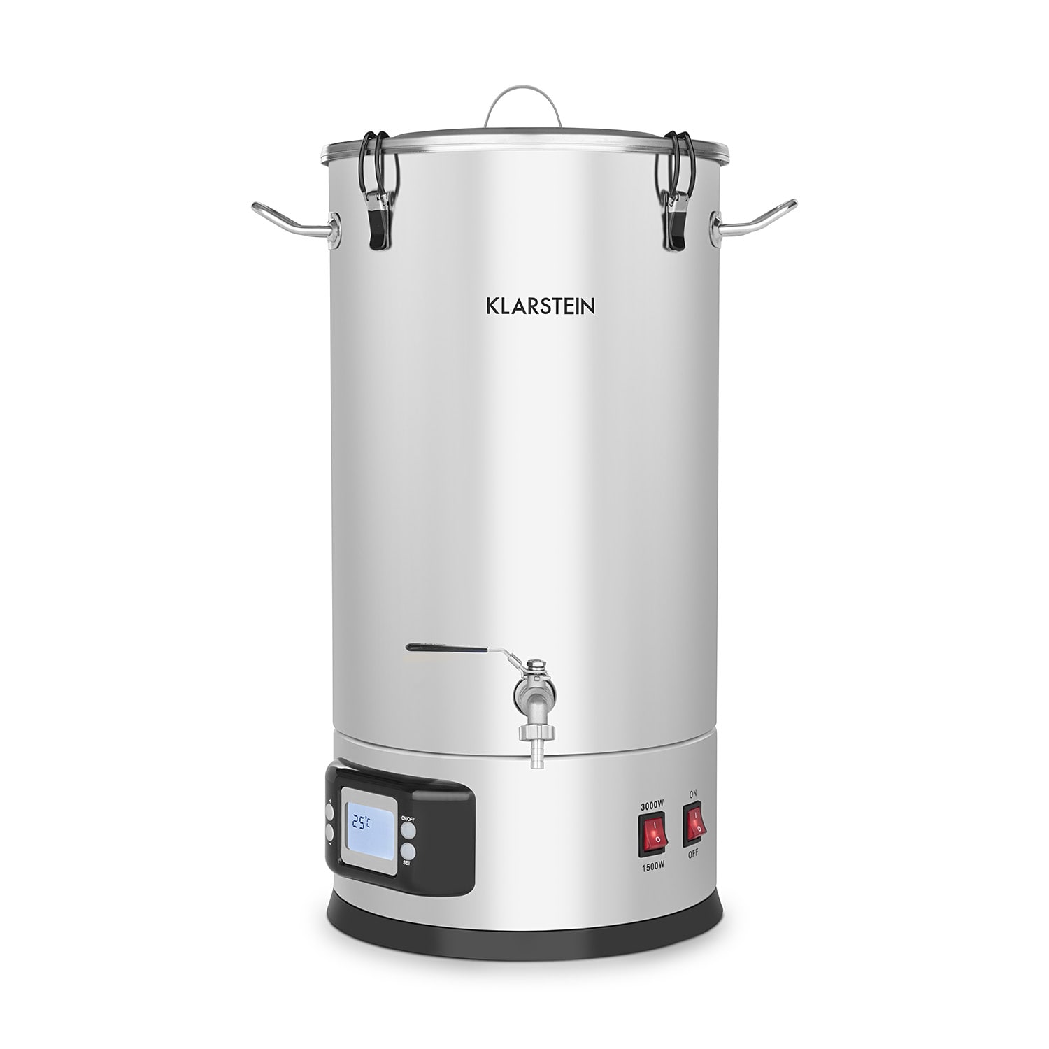 Klarstein Maischfest, kotao za slad, 5 dijelova, 1500/3000 W, 25 l, LCD na dodir, nehrđajući čelik