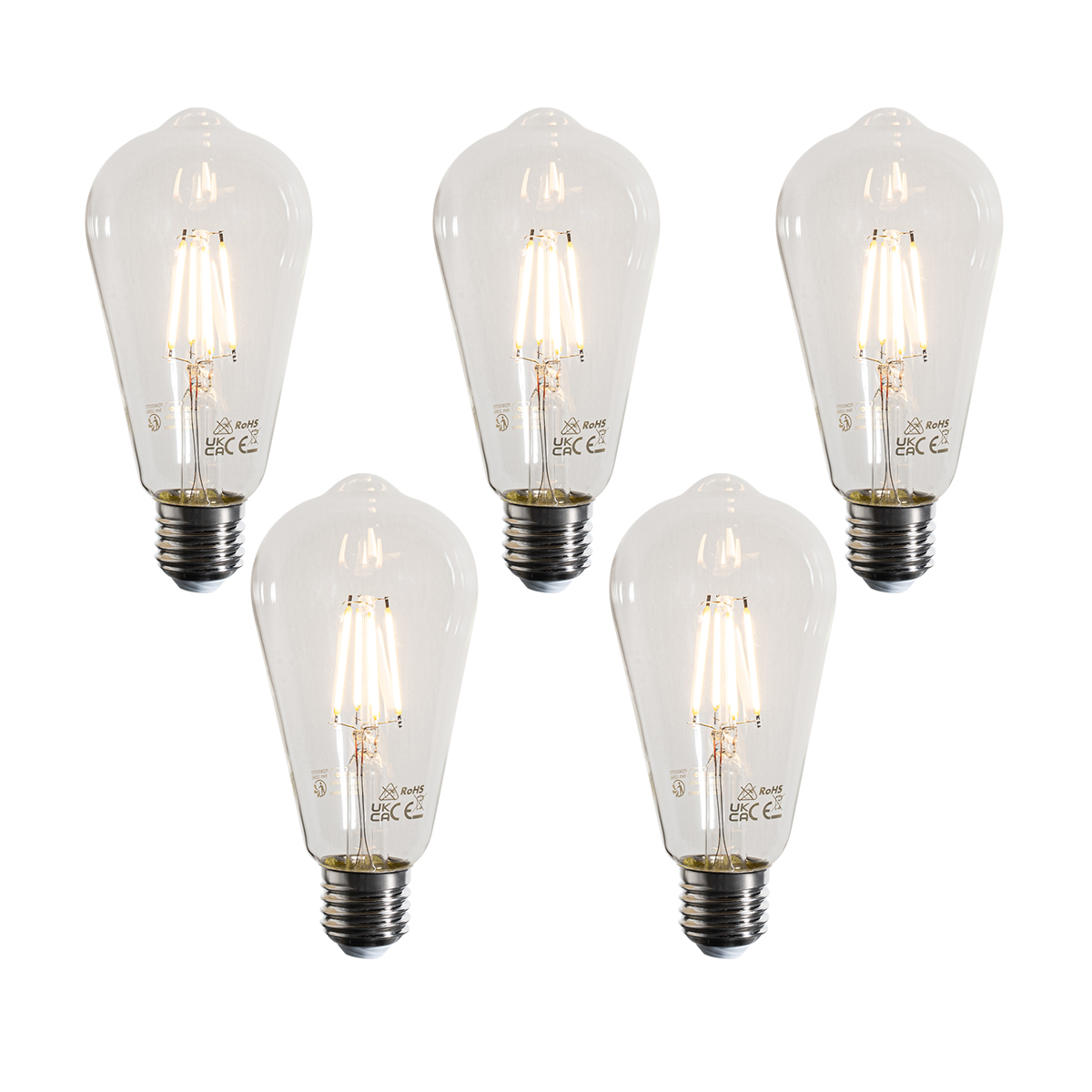 Set od 5 E27 LED žarulja sa žarnom niti ST64 prozirne 4W 470 lm 2700K